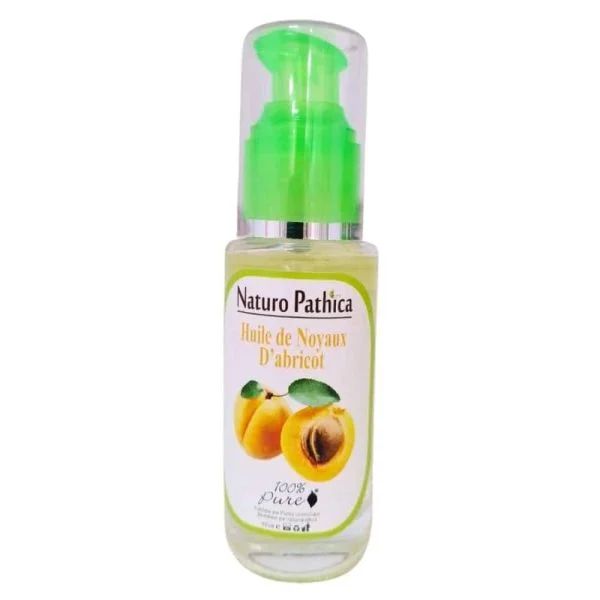 Flacon verre Naturo Pathica huile de noyaux d'abricot 50 ml, abricots coupés