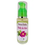 Flacon pompe verre 50 ml huile de rose Naturo Pathica, étiquette fleur rose