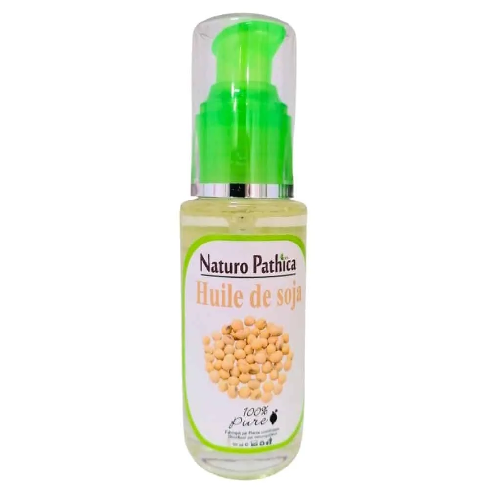 naturo-pathica-huile-de-soja-50ml.jpg Flacon pompe verre 50 ml huile de soja Naturo Pathica, graines illustrées