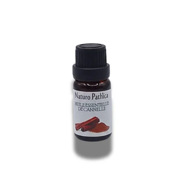 Flacon verre ambré 10 ml huile essentielle de cannelle, bouchon noir vissé