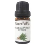 Flacon verre ambré 10 ml huile essentielle de thym, bouquet illustré