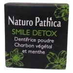 Boîte carrée noire Naturo Pathica Smile Detox, fleurs vertes, dentifrice poudre charbon