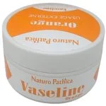 Pot blanc et orange Naturo Pathica vaseline orange fermé, mention usage externe