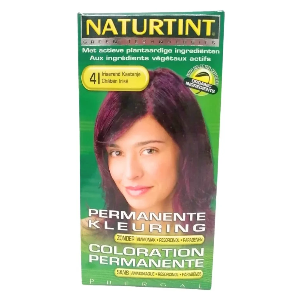 naturtint-coloration-capillaire-permanente-150ml-4i-chatain-irise.jpg Étui vert Naturtint coloration permanente 4I châtain irisé, ingrédients végétaux