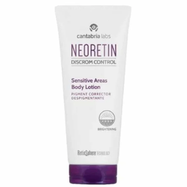 Tube blanc Neoretin Discrom Control lotion corporelle zones sensibles 100 ml