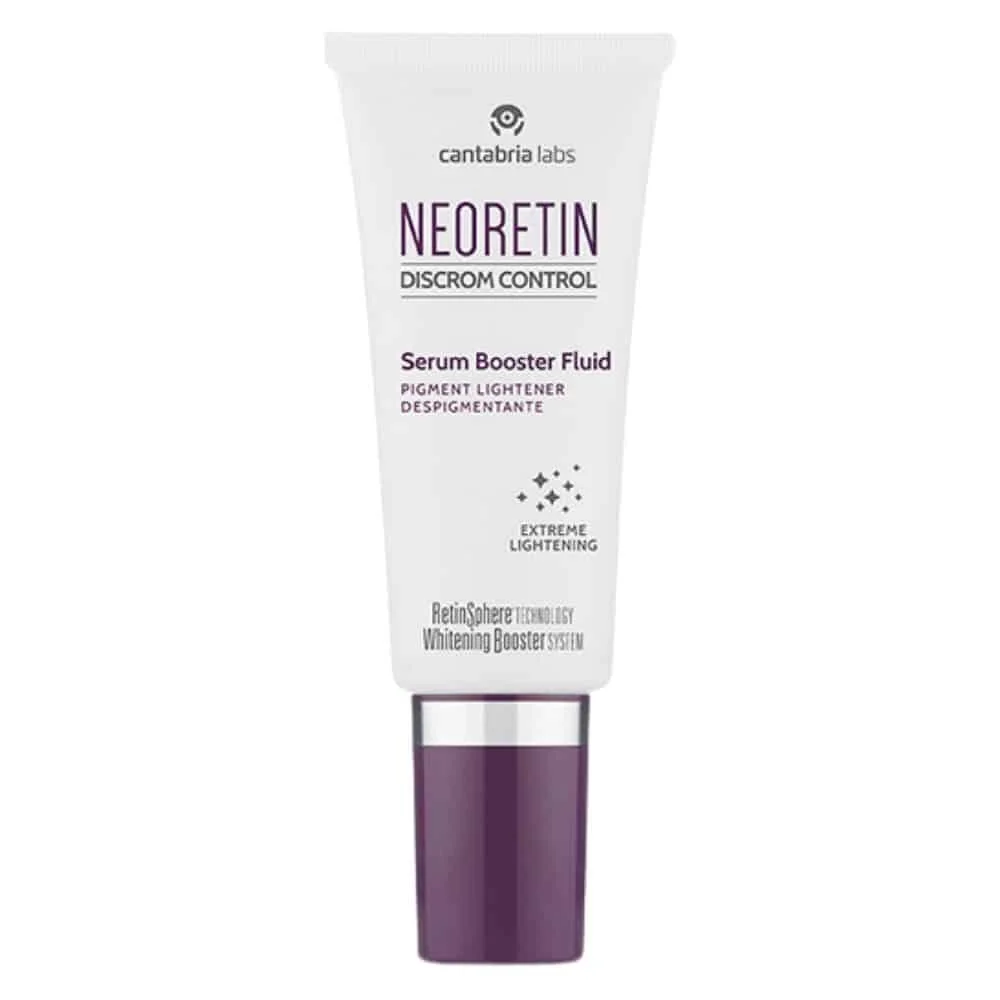 neoretin-discrom-control-serum-booster-fluide-depigmentant-eclaircissant-30ml.jpg Tube blanc Neoretin Discrom Control Serum Booster Fluid 30 ml