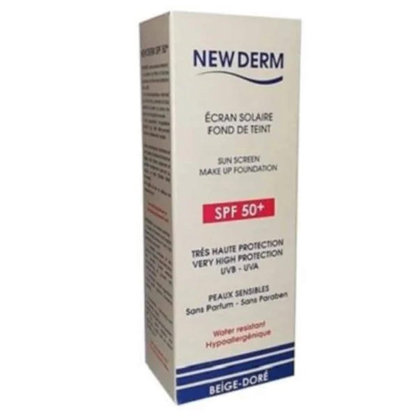 New Derm Ecran Solaire Fond De Teint Beige-dorée SPF50+ 50ml