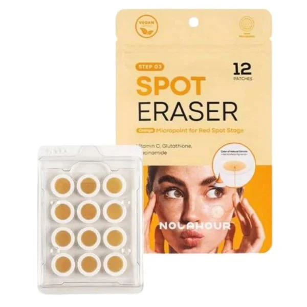 Pochette orange Nolahour Spot Eraser Step 03 et coque de patchs