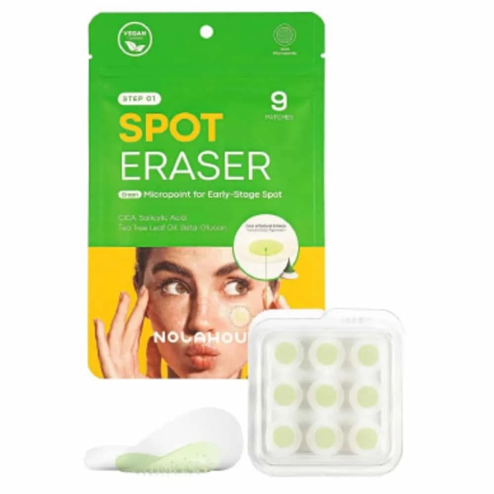 nolahour-step-1-spot-eraser-green-9-patches.jpg Pochette verte Nolahour Spot Eraser Step 01 et coque de patchs
