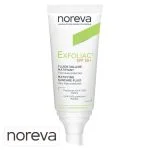 Tube blanc Noreva Exfoliac fluide solaire matifiant SPF50+ 40 ml