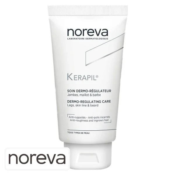 Tube blanc Noreva Kerapil soin dermo-régulateur jambes maillot barbe