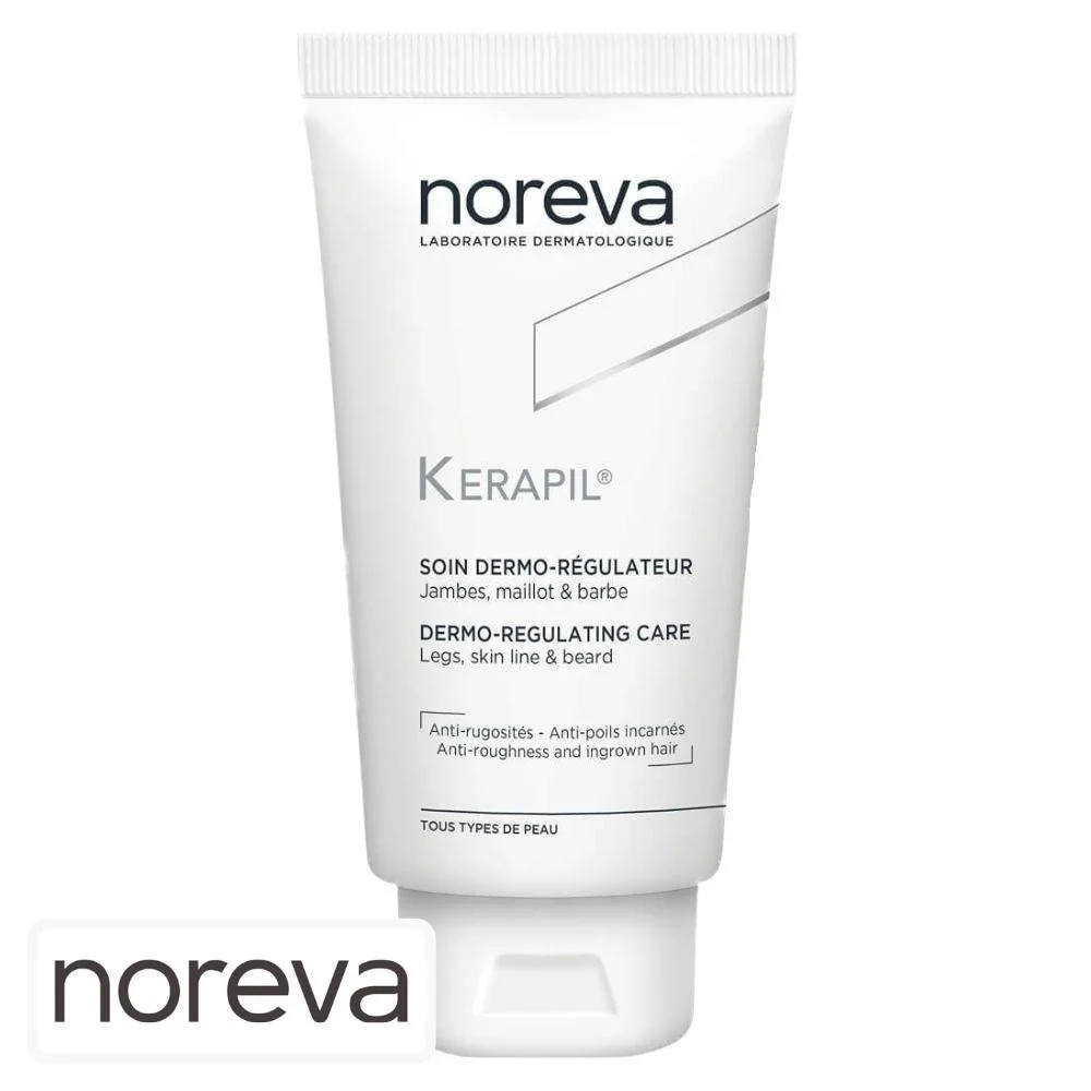 noreva-kerapil-soin-dermo-regulateur-75ml.jpg Tube blanc Noreva Kerapil soin dermo-régulateur jambes maillot barbe