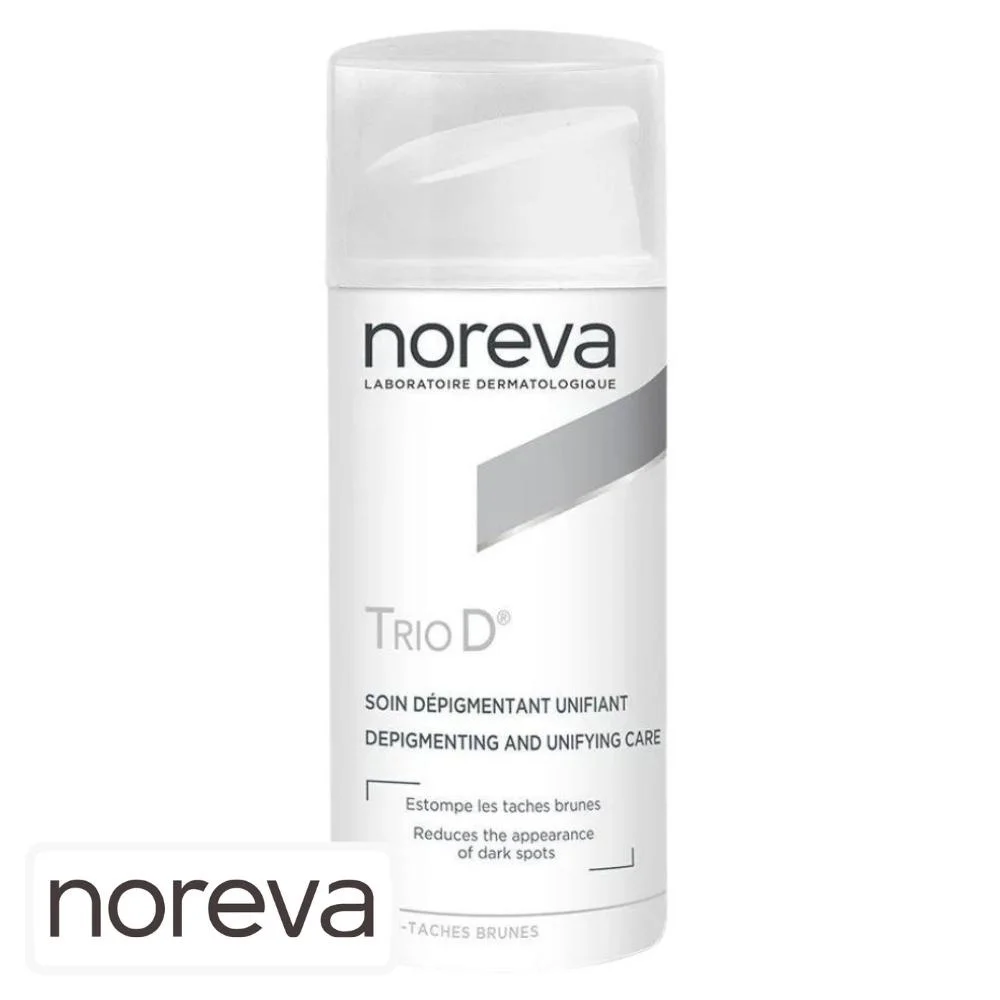 noreva-trio-d-soin-depigmentant-unifiant-30ml.jpg Flacon-pompe blanc Noreva Trio D soin dépigmentant unifiant 30 ml