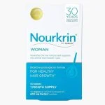 Boîte blanche et bleue Nourkrin Woman 60 comprimés avec logo Marilex