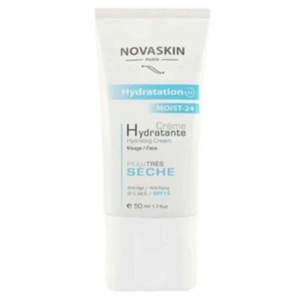 Tube blanc Novaskin Crème Hydratante visage peau très sèche 50 ml