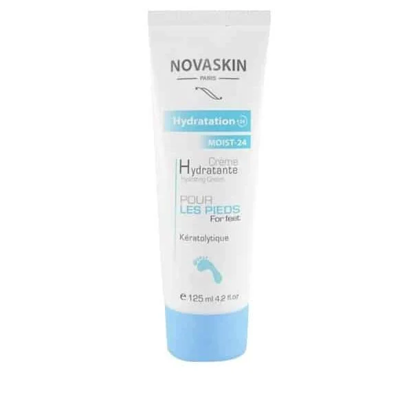 Tube blanc et bleu Novaskin Crème Hydratante pour les pieds 125 ml