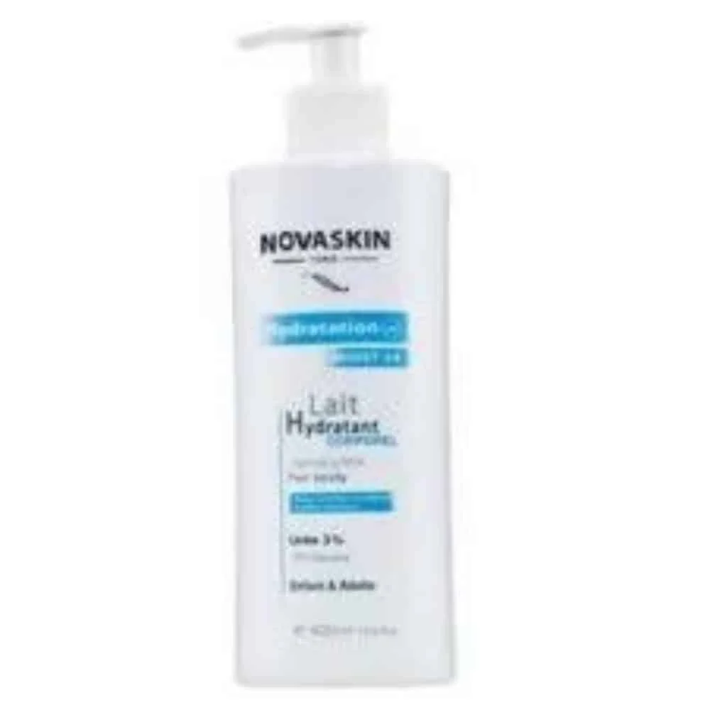 novaskin-lait-hydratant-corps-24h-400ml.jpg Flacon pompe blanc Novaskin Lait Hydratant Corporel 24h 400 ml