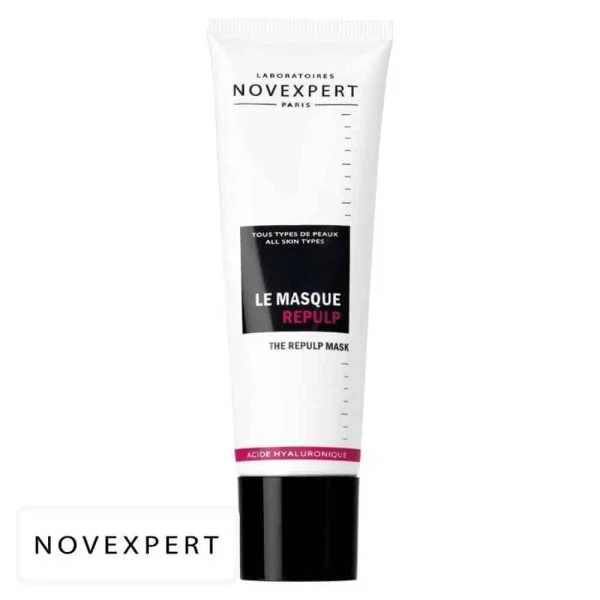 Tube blanc Novexpert Le Masque Repulp acide hyaluronique liseré rose