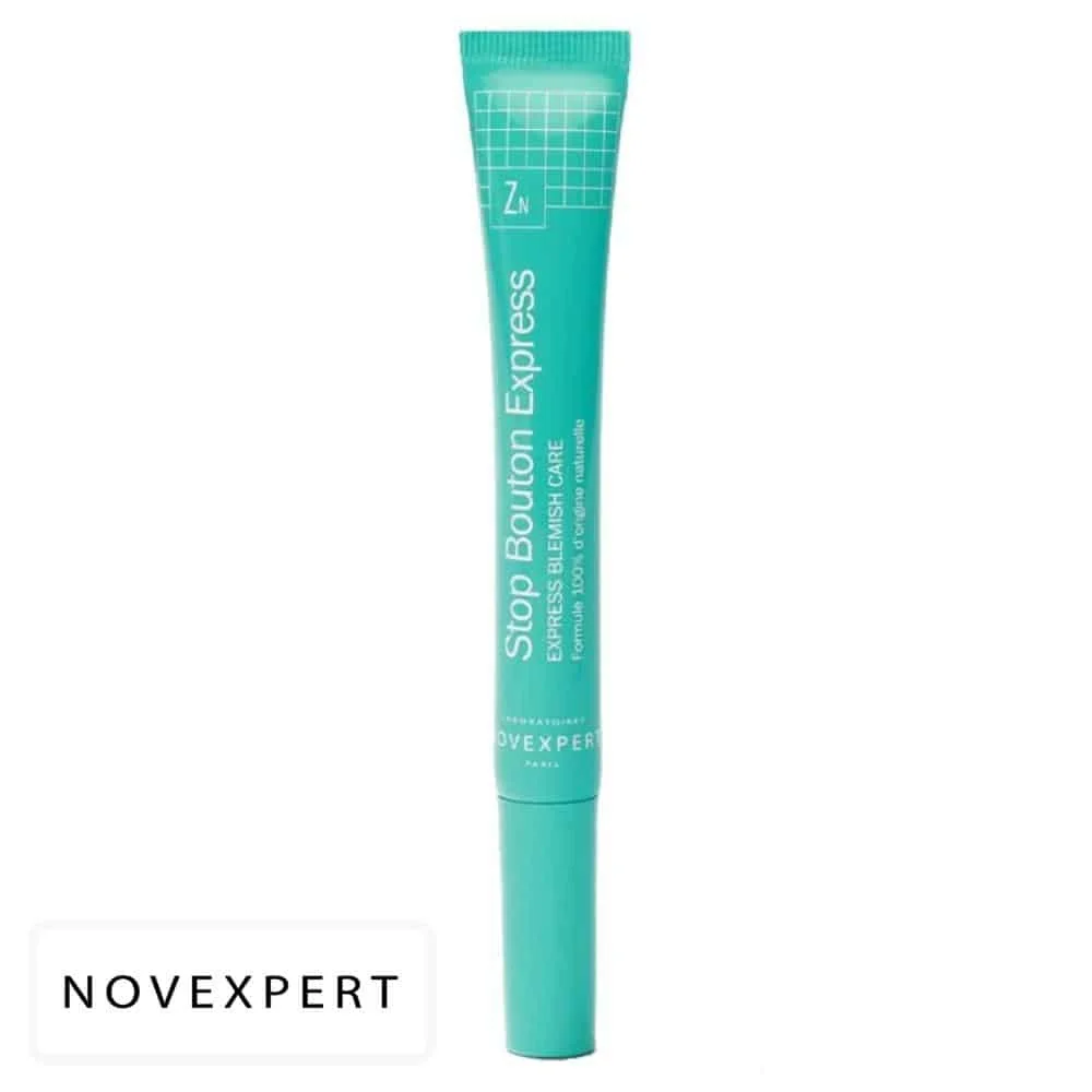 novexpert-zn-trio-zinc-stop-boutons-express-7ml.jpg Tube turquoise Novexpert Stop Bouton Express soin ciblé imperfections zinc