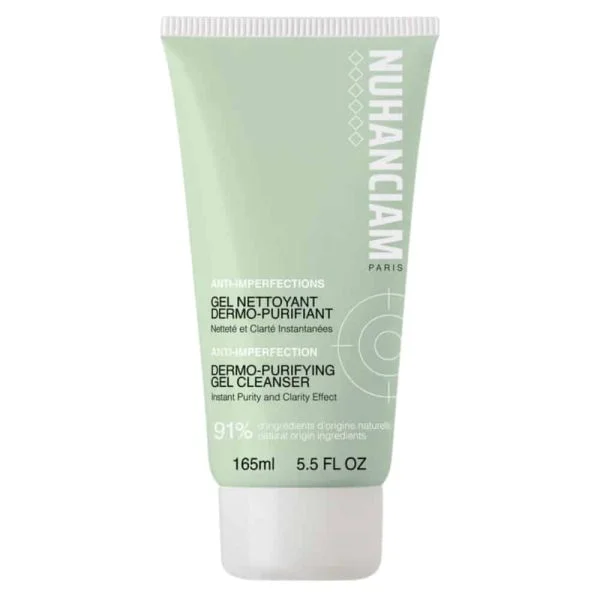Tube vert Nuhanciam gel nettoyant dermo-purifiant anti-imperfections 165 ml