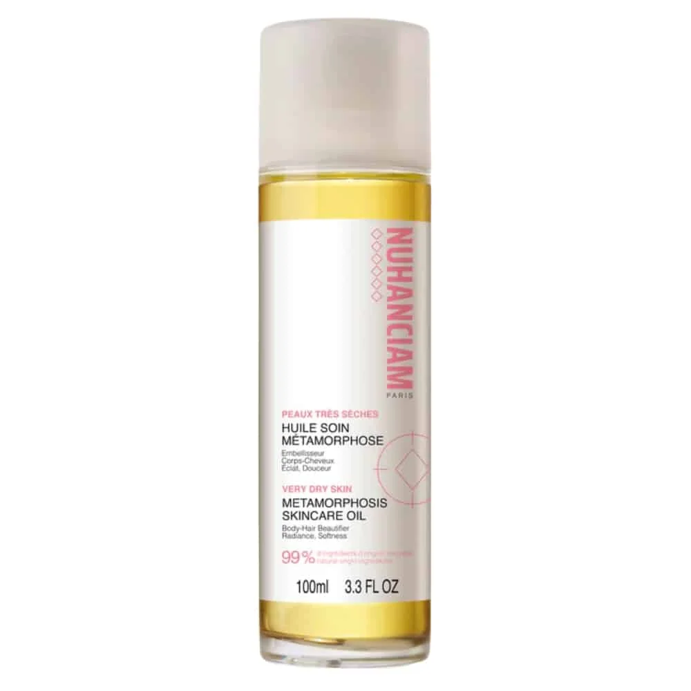 nuhanciam-huile-soin-metamorphose-embelisseur-eclat-100ml.jpg Flacon d'huile soin Métamorphose Nuhanciam embellisseur corps et cheveux 100 ml