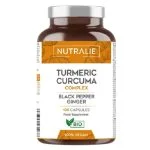 Flacon brun étiquette orange Nutralie Turmeric Curcuma Complex 120 capsules bio