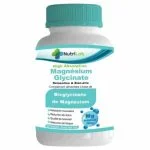 Flacon blanc Nutrilab Magnésium Glycinate, bouchon turquoise, bisglycinate 300 mg