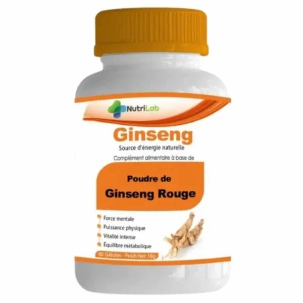 Nutrilab Poudre De Ginseng Rouge Source D’energie Naturelle 60 Gélules