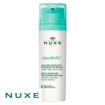 Flacon pompe blanc et vert d'eau Nuxe Aquabella émulsion hydratante 50 ml