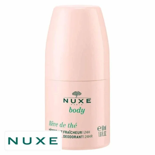 Déodorant roll-on rose pâle Nuxe Body Rêve de Thé fraîcheur 24h 50 ml