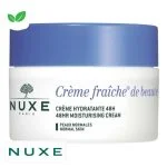 Pot blanc Nuxe Crème Fraîche de Beauté crème hydratante 48h, couvercle bleu