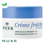 Pot blanc Nuxe Crème Fraîche de Beauté crème riche hydratante 48h, couvercle bleu