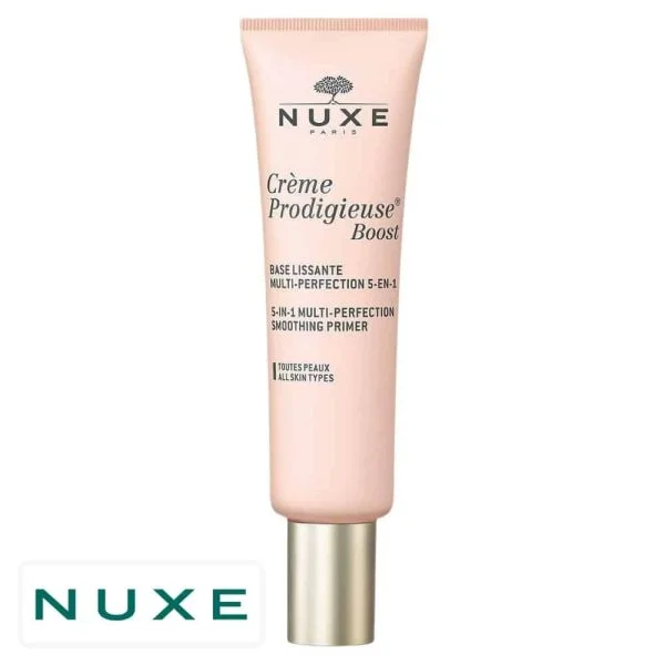 Tube rosé Nuxe Crème Prodigieuse Boost base lissante multi-perfection 5-en-1