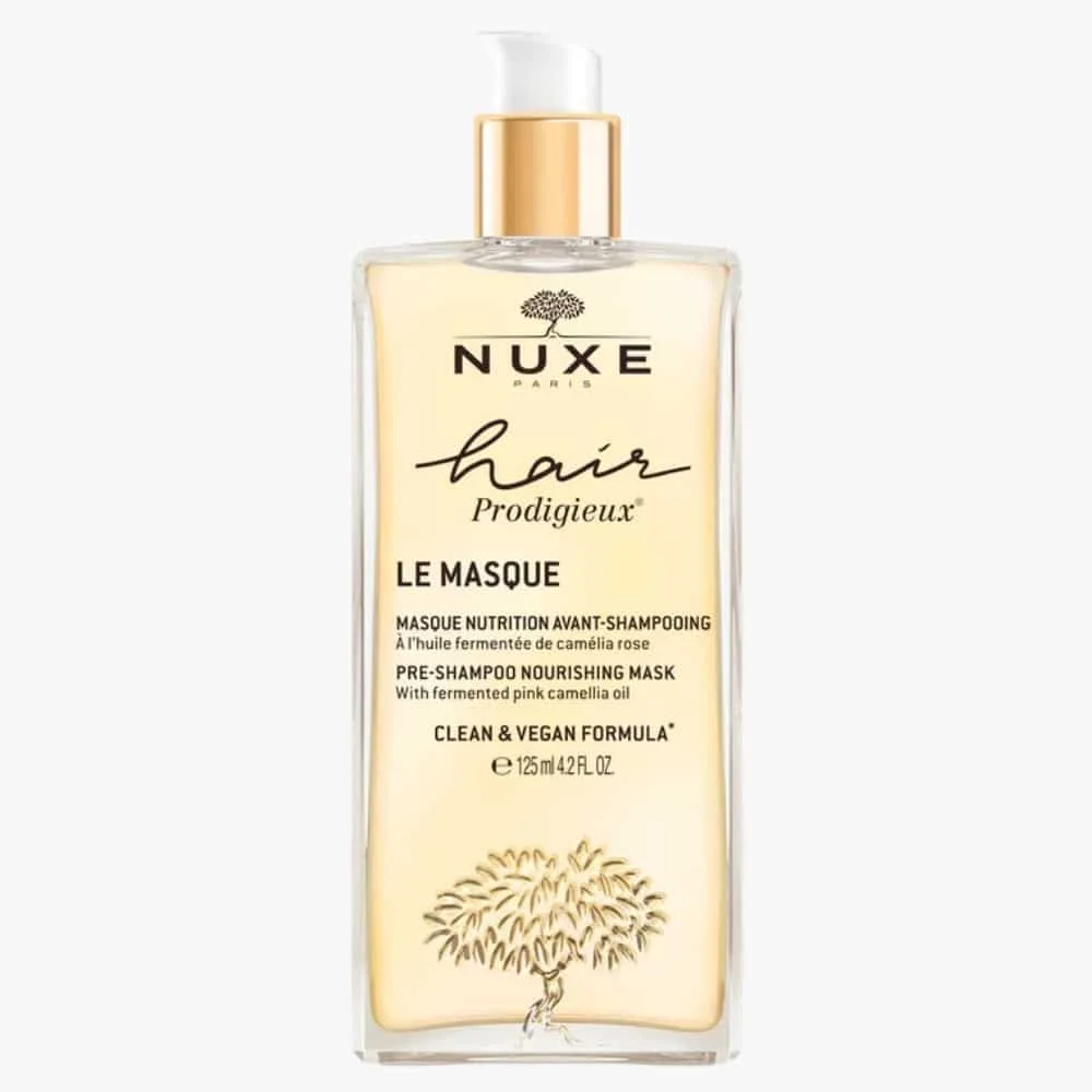 nuxe-hair-prodigieux-le-masque-nutrition-avant-shampoing-125ml.jpg Flacon pompe doré Nuxe Hair Prodigieux Le Masque nutrition avant-shampooing 125 ml