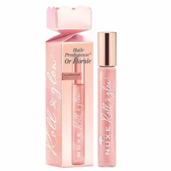 Coffret rosé et stick à bille Nuxe Huile Prodigieuse Or Florale Roll & Glow