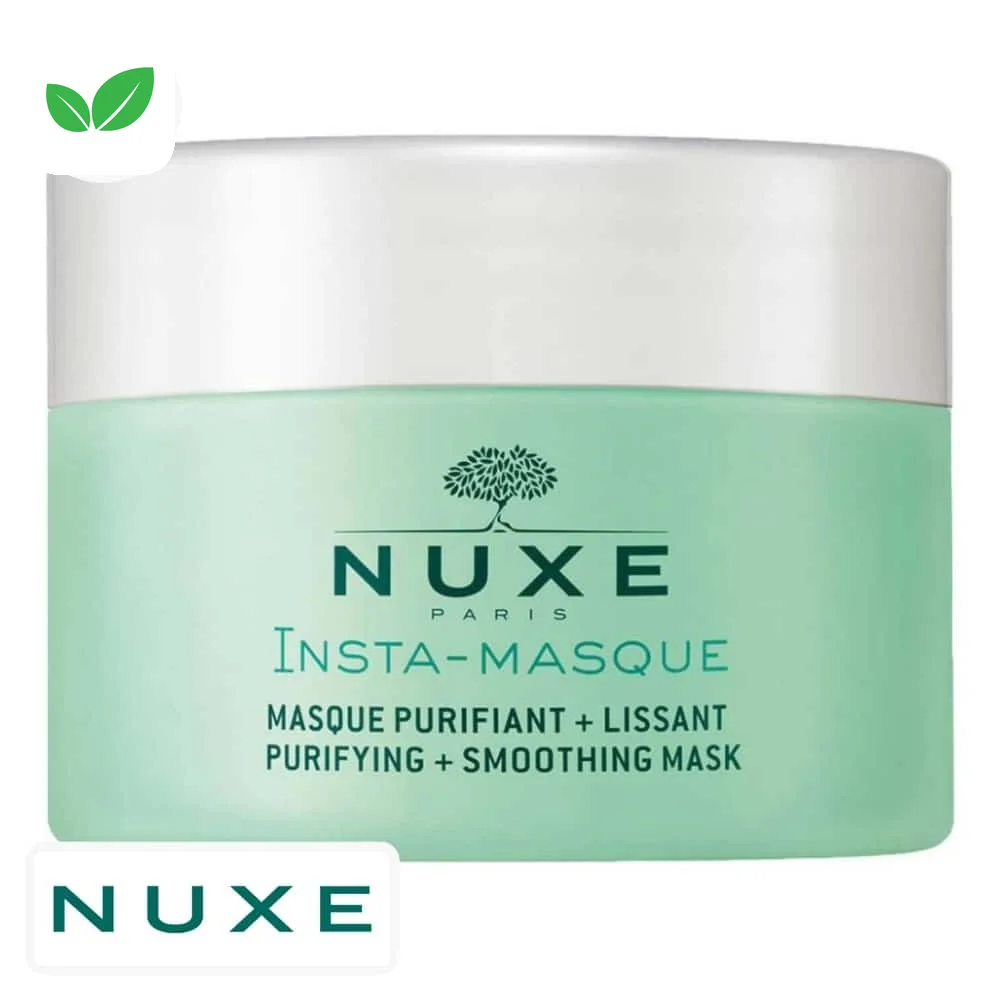 nuxe-insta-masque-purifiant-et-lissant-50ml.jpg Pot vert Nuxe Insta-Masque purifiant et lissant couvercle blanc
