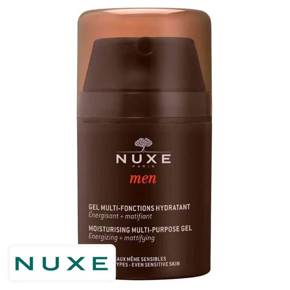 nuxe-men-gel-multi-fonctions-hydratant-50ml.jpg Flacon pompe marron Nuxe Men gel multi-fonctions hydratant 50 ml
