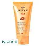 Tube doré Nuxe Sun crème fondante haute protection SPF50 visage 50 ml