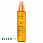 Vaporisateur ambré Nuxe Sun huile bronzante haute protection SPF30 visage et corps