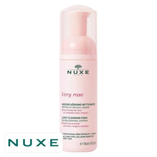 Flacon moussant rose Nuxe Very Rose mousse aérienne nettoyante visage 150 ml