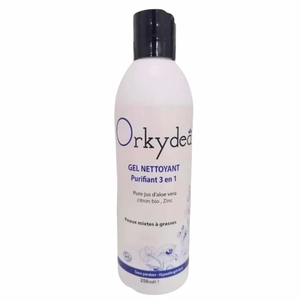 orkydea-gel-nettoyant-purifiant-3en1-400ml.jpg Flacon blanc Orkydea gel nettoyant purifiant 3 en 1, aloe vera et zinc