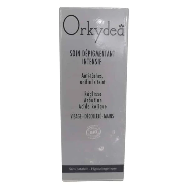 Étui gris Orkydea soin dépigmentant intensif anti-taches visage et mains