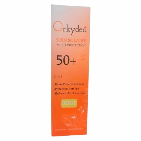 Étui orange Orkydea Soin Solaire Multi-Protection 50+ teinte beige