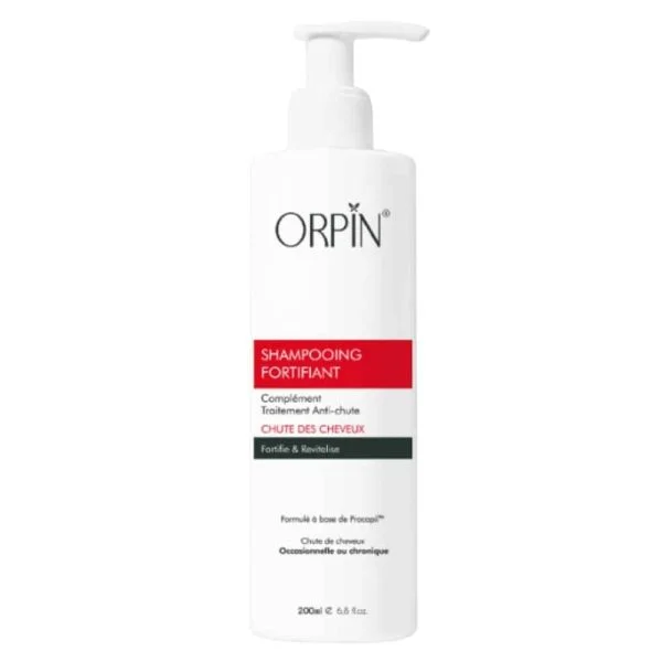 Flacon pompe blanc et rouge Orpin shampooing fortifiant 200 ml