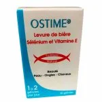 Étui bleu et blanc Ostime levure de bière sélénium vitamine E 30 gélules