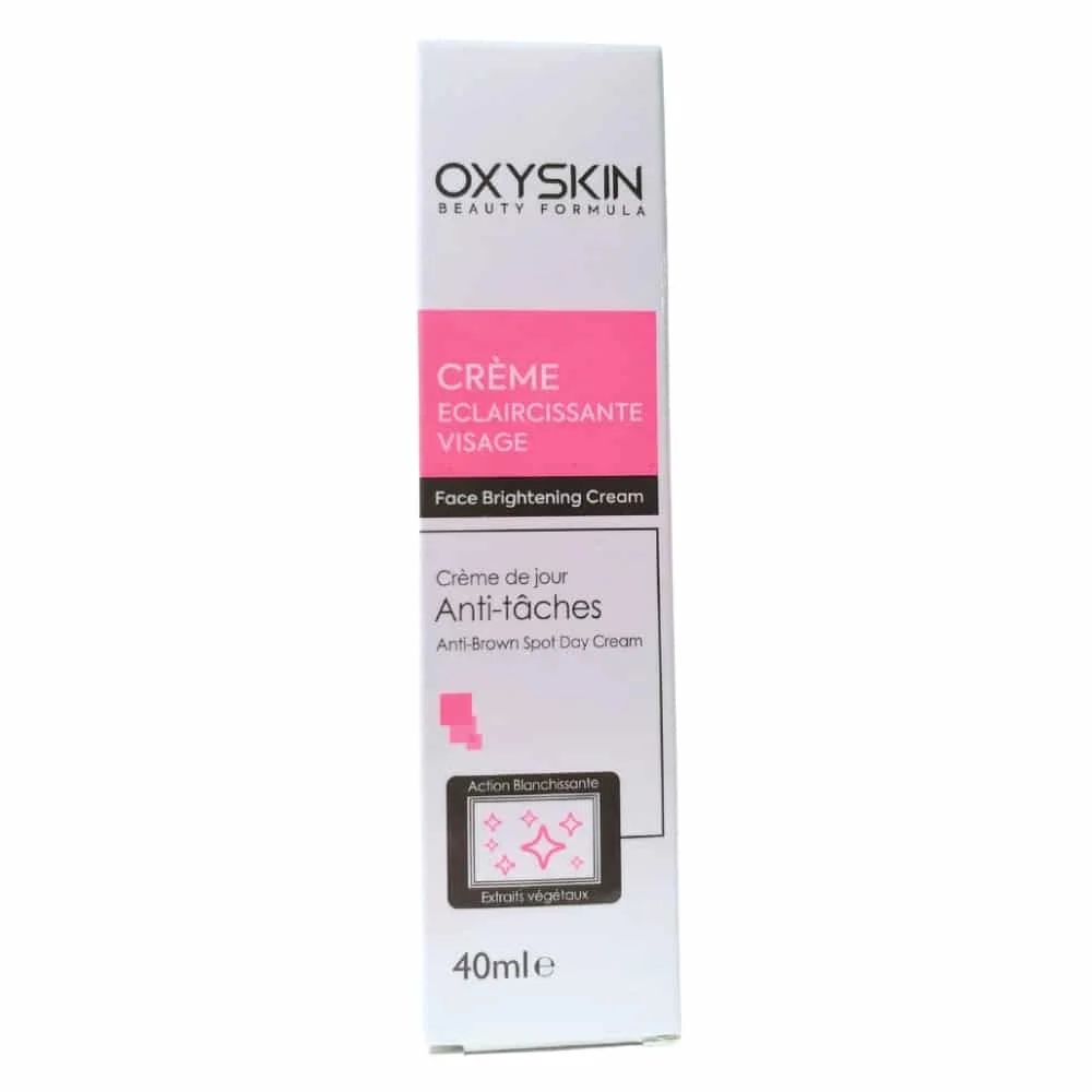 oxyskin-creme-eclaircissante-de-jour-anrti-taches-40ml.jpg Étui blanc et rose Oxyskin crème éclaircissante visage anti-taches, 40 ml
