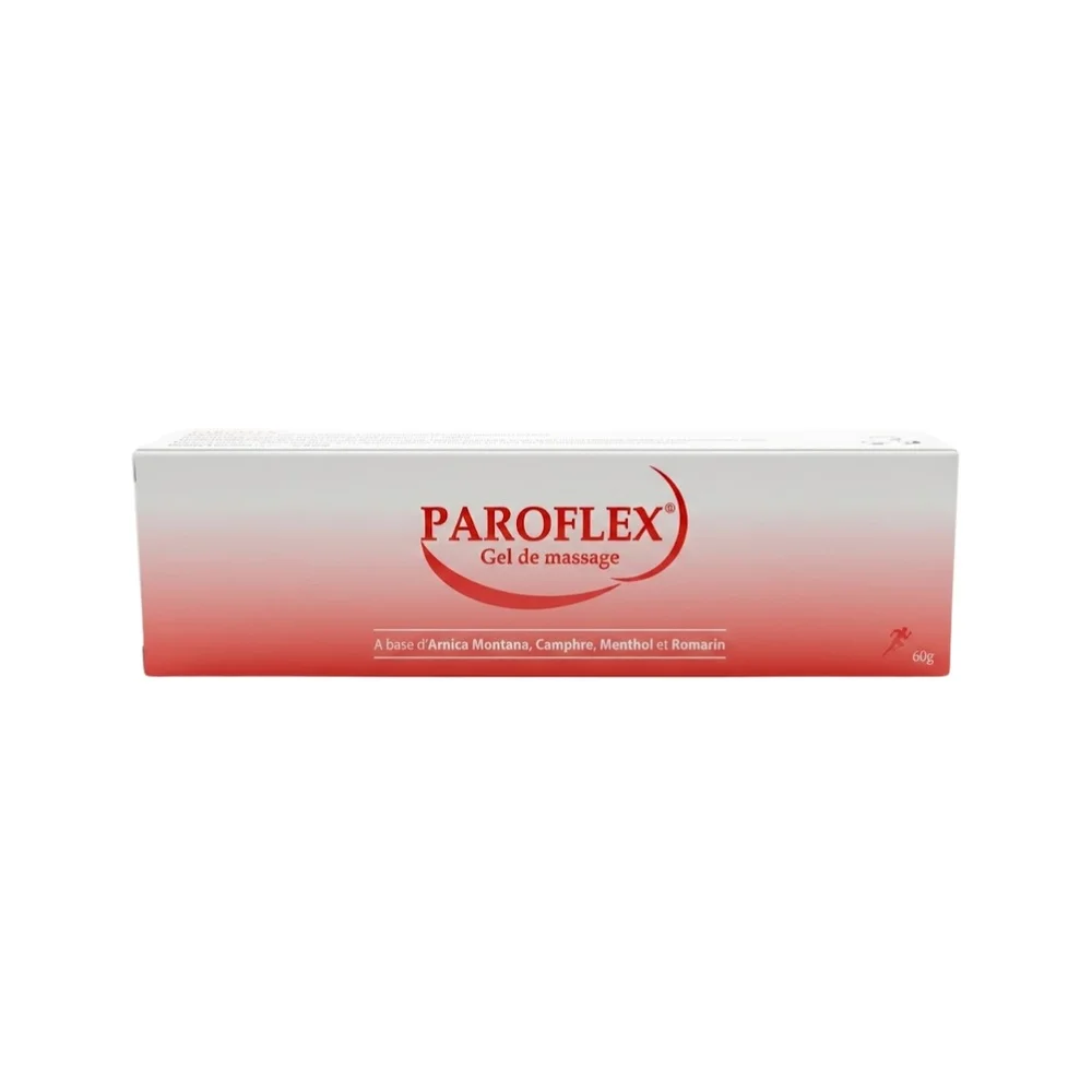 paroflex-gel-de-massage-60g.jpg Tube blanc et rouge Paroflex gel de massage à l'arnica, 60 g