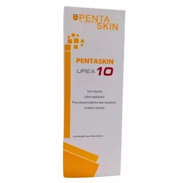 Boîte blanche et orange Pentaskin Urea10 soin lissant ultra hydratant 250 ml