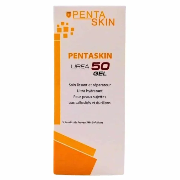 Boîte blanche et orange Pentaskin Urea50 gel soin lissant 40 ml