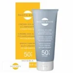 Tube gris et boîte jaune Photo-White crème solaire éclaircissante SPF50+